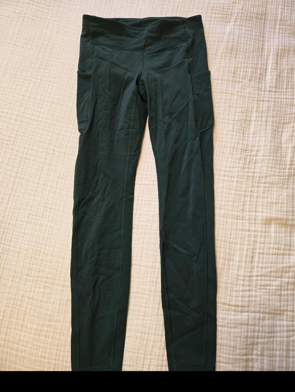 lululemon Deep Emerald Green High-Rise Leggings With Side Pockets Size 6